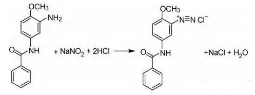 圖1紅色基的重氮化反應(yīng)方程式