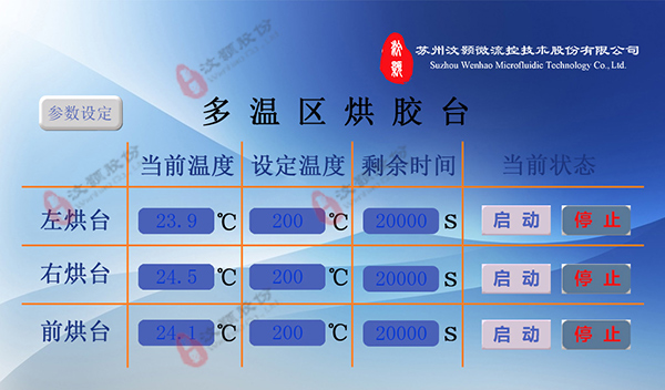 多溫區(qū)烘膠臺/熱板系統(tǒng)設(shè)置示意圖