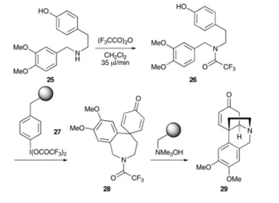 方案12 多步連續(xù)流動合成(±)-惡馬利定29